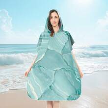 1 halat de baie de schimb, poncho de surf absorbant de apă, halat de baie cu glugă cu uscare rapidă, subțire, ușor, rezistent la vânt și UV, moale și cald, potrivit pentru înot, duș, scufundări, surfing pe plajă, călătorii de vară, vacanță, decor baie, articole esențiale pentru plajă