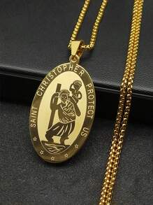Saint Christopher Protect Us Medal Pendant Necklace For Women Men Stainless Steel Gold Color Catholic Chain Jewelry - Necklace - View 14
