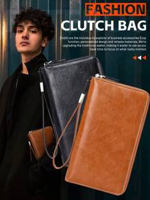 XAXRE 男士 RFID 钱包 PU 皮革信用卡夹 拉链钱包 漂亮柔软腕带钱包 手拿包旅行钱包 适合青少年夏季休闲户外运动或度假旅行或毕业礼物或生日礼服配饰 - 均碼 - 查看 2