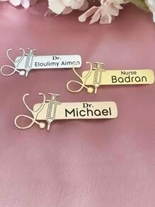Customized Women Nurses & Doctors Name Badge Brooch, Stainless Steel Personalized Nurse Pin Gift For Nurses & Doctors - Style 1 - View 6