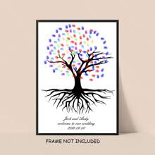 1pc Creative Fingerprint DIY Finger Painting Wedding Party Company Annual Meeting Personalized Fingerprint Sign-In Picture Sign-In Tree, Increase Fun, Decorative Painting, Living Room, Bedroom, Decorative Poster, Memorable, Canvas, No Frame - Multicolor - View 19