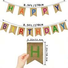生日快乐横幅、粗麻布三角旗、生日悬挂燕尾旗派对装饰