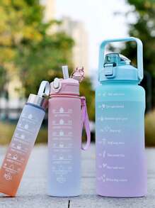 1 件 2L 或 750ml 或 300ml 大容量粉色渐变 PC 水瓶，运动健身便携式吸管杯，适合家庭和旅行户外使用 - 紫色 - 查看 5