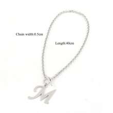 1 件经典不锈钢字母矩形扣颈链项链适合女士派对 - 風格5 - 查看 2