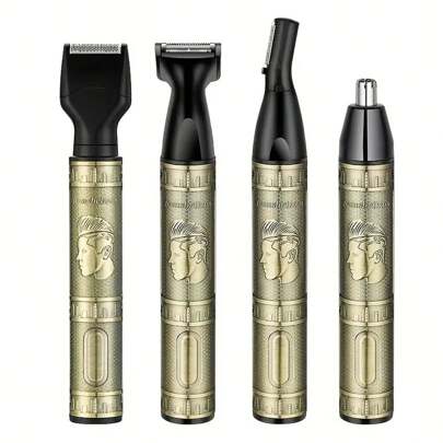 4-In-1 Rechargeable Men Electric Nose Hair, Beard, Mustache & Eyebrow Trimmer, Painless Trimming For Women Sideburns, Eyebrows, Mustache, Grooming Tool, Father's Day Gift