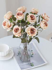1 pièce/3/240 pièces Fleurs de rose artificielles en soie, bouquets de roses artificielles, plantes artificielles pour le printemps et l'automne, décoration de vase pour la maison, la salle à manger, la chambre à coucher, la fête des mères, la Saint-Valentin, l'anniversaire, les fêtes, la décoration de jardin extérieur - Multicolore - Voir 18