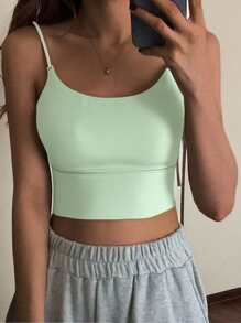 Women's Summer Fashion Backless Sexy Halter Underwear, Thin With Chest Pad Integrated, Ice Silk Solid Color Vest