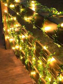 Cadena de luces de enredadera con batería de 100 LED, luz blanca cálida con enroque verde, adecuada para interiores y exteriores, bodas, jardines, decoración de jardín,Party, cercas, habitaciones, Navidad, decoraciones del hogar, enojada con luces habilidosas
