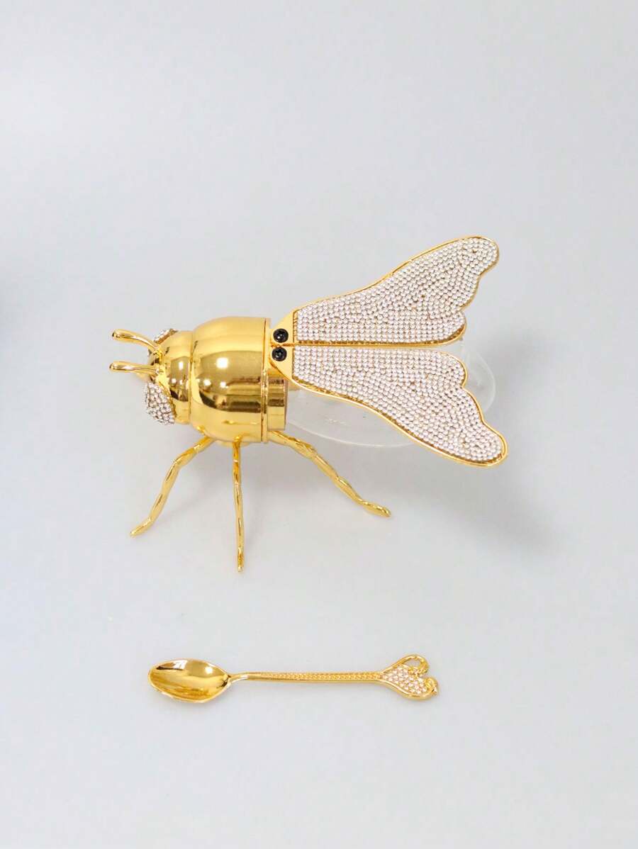 1 套全新镶有水钻的闪亮蜜蜂形奶油罐和小宠物动物风格糖罐，实用装饰品，适用于各种场景、厨房、圣诞礼物 - S - 查看 1