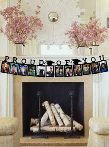 12pcs Graduation Photo Banner 2025 - Large, 10 Feet | Felt Proud Of You Banner | Graduation Banner 2025 Personalized | Graduation Picture Banner 4x6 For Black 2025 Graduation Party Decorations