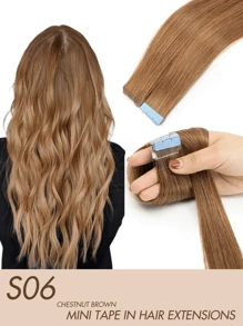 迷你胶带接发真人发雷米真人发双面隐形无缝胶带接发 10 片接发 - 彩色 - 查看 38