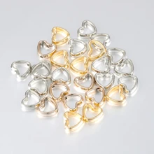 50pcs Heart Frame Wrapped Bead Double Straight Hole Spacers Loose Beads For Jewelry Making DIY Findings - Multicolor - View 5