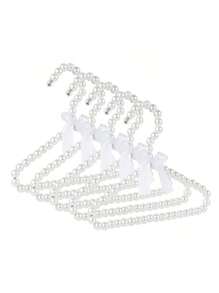 1 PC Children's Pearl Hanger, Small Pearl Bow Clothes Hanger, Elegant Standard Hanger, Suitable For Children, Babies, Pet Dogs (White)