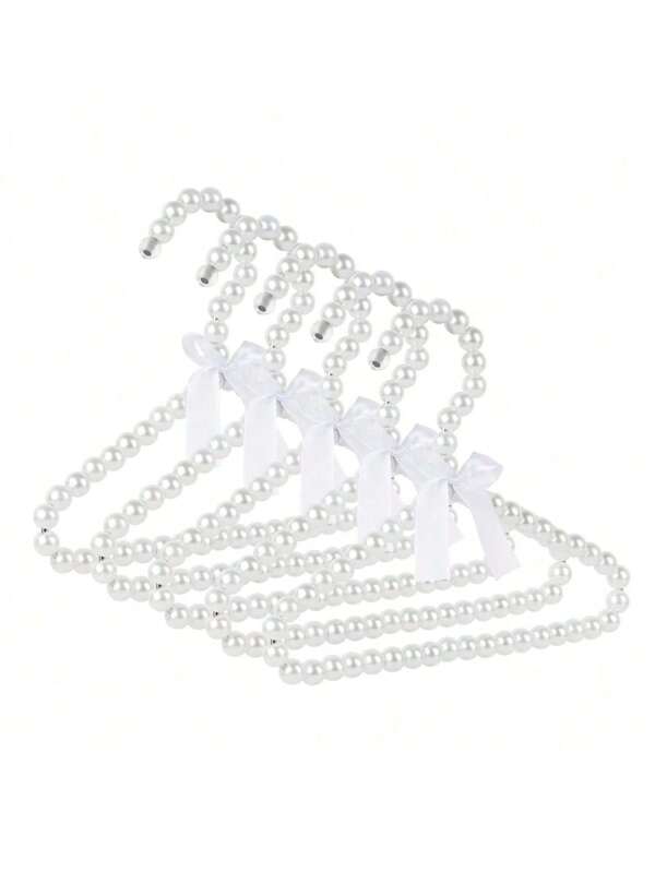 1 PC Children's Pearl Hanger, Small Pearl Bow Clothes Hanger, Elegant Standard Hanger, Suitablefor Children, Babies, Pet Dogs (White)