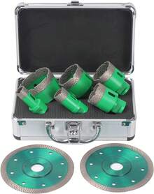 BriSunshine 6PCS Foret Diamanté Kits avec 2 Disques Diamant, 20/25/40/45/50/68mm Trépans avec Filetage M14 pour Perçage à sec pour Verre, Carrelage, Céramique, Marbre, Porcelaine de Coupe