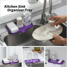 Silicone Bathroom Soap Dishes With Drain Spout-Bathroom And Kitchen Sink Organizer,Sponge Holder,Dish Soap Tray,Perfect For Dispenser,Scrubber,Bottle,Cup On Sink Or Counter-Coffee 4.9"*3.2" - 紫色 - 查看 4