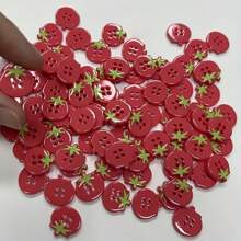 10-Pack 13mm Cute Tomato Design 4-Hole Buttons, Red Resin Craft Buttons For DIY Fashion Apparel And Decorations - Multicolor - View 3