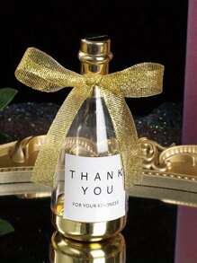 1 件透明香槟瓶和糖果盒酒瓶、婚礼礼品盒、带配件、香槟瓶盒糖果礼品塑料派对礼品婚礼、赠品、派对礼品盒、创意透明婚礼香槟瓶、圣诞糖果储物瓶、圣诞婚礼装饰用品（注：丝带字母随机发货。）