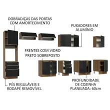 Cocina Integral Completa Modular Madesa Lux 440cm Mn Color Rustic negro con isla y barra desayunadora cocinas grandes equipadas muebles de lujo para hogar - Marrón y negro - Ver 4
