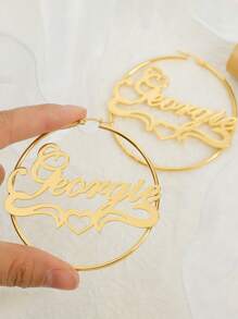 Stainless Steel Personalized Name Earrings, Hypoallergenic Earring Studs, Minimalist Jewelry Gift For Women, All-Season Daily Wear, Customized Letter Hoop Earrings, Design - Multicolor - View 7