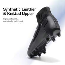 Men's High-Tops Soccer Cleats Lace-Up Adult Football Shoes Lightweight Professional Athletic Training Soccer Shoes - Black - View 4