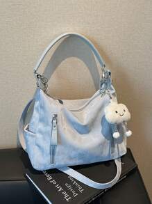 Large Capacity Fashion Versatile Matte Shoulder Bag, High-End Casual Beach Tote Handbag Shopping Bag