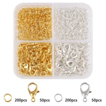 1set Box Gold Silver Lobster Clasp Open Jump Rings For Jewelry Making Bracelets Necklaces Hooks Chain Closure DIY Accessories - Multicolor - View 3