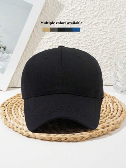 1 件男女通用宽边时尚个性化户外运动铜扣可调节海滩纯色休闲街头涤纶拼接软顶硬边棒球帽，春夏秋冬