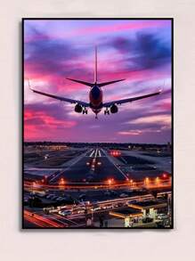 DIY Diamond Painting Set, DIY Airplane Landing Diamond Painting Set Fully Round Diamond, Home Decoration Crafts