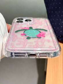1pc Sea Star & Sea Turtle Print Transparent Air Cushion Protective Phone Case Compatible With Apple Phones - Multicolor - View 3
