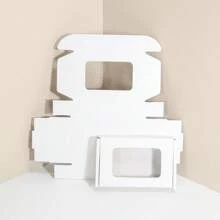 10 piezas Cajas de cartón blancas con ventana, cajas de embalaje con ventana transparente, materiales de embalaje, cajas de regalo, cajas de cartón corrugado, cajas postales, de vuelta a la escuela Día de San Valentín - Blanco - Ver 11