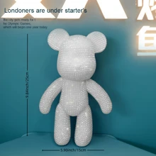 23厘米DIY自粘钻石熊公仔泰迪熊闪光贴纸娃娃熊积木玩具装饰礼物情人节礼物 - 彩色 - 查看 2