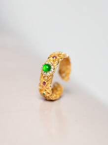 Jade Inlaid Silver Ring, 925 Silver Inlay, Natural Jade, Natural Gemstone, Pure Silver Plated, Adjustable Ring, Gift Box Packaging, Festival Gift, Quality Jewelry, Elegant And Fashionable Women's Jewelry, For Women's Wedding, Birthday, Daily Wear