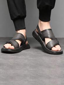 New Summer Sandals Durable Non-Slip Men Wear Dual Purpose Beach Shoes - màu đen - Xem 2