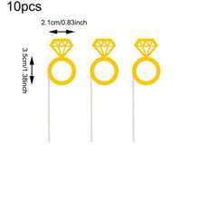 10pcs Rhinestone Ring Shaped Cake Toppers Cupcake Picks Birthday Party Wedding Dessert Decoration - Multicolor - View 5