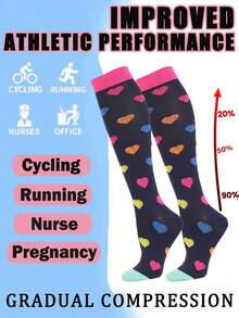 زوج أو 3 أزواج من جوارب ضغط هي أفضل دعم للرياضات الخارجية للنساء الجري والدراجات - متعدد الألوان - مشاهدة 4