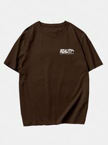 Men's Basic Street Style Reality T-Shirt - 鏽棕色 - 查看 2