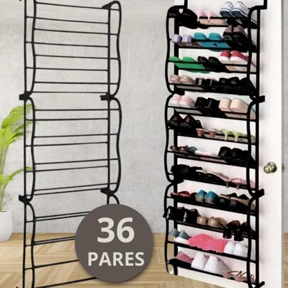 Sapateira Vertical de Parede e Porta para 36 Pares Pendurar Sapatos Tenis Calçados Chinelo Branca Preta Grande Resistente Reforçada Organizador Quarto Closet Lavanderia Corredor Barata