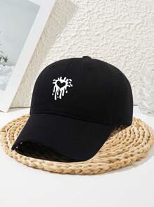 1pc Unisex Heart Splatter Flowing Pattern Adjustable Casual Streetwear Baseball Cap, Polyester Material, No UV Protection, Suitable For Outdoor Sports, Spring/Summer/Autumn/Winter