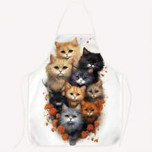 1pc Creative Personalized Cat Element Theme Printed Apron For Kitchen, Restaurant, Party - Multicolor - View 11
