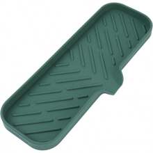 Silicone Bathroom Soap Dishes With Drain Spout-Bathroom And Kitchen Sink Organizer,Sponge Holder,Dish Soap Tray,Perfect For Dispenser,Scrubber,Bottle,Cup On Sink Or Counter-Coffee 4.9"*3.2" - 綠色 - 查看 1