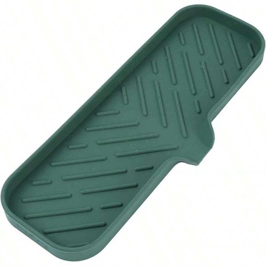 Silicone Bathroom Soap Dishes With Drain Spout-Bathroom And Kitchen Sink Organizer,Sponge Holder,Dish Soap Tray,Perfect For Dispenser,Scrubber,Bottle,Cup On Sink Or Counter-Coffee 4.9"*3.2" - 綠色 - 查看 1