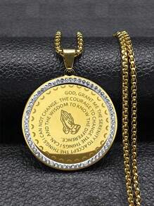 Bible Lords English Serenity Prayer Hand Pendant Necklace For Women Men Stainless Steel Blessing Chain Jewelry - Necklace - View 10