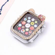 1Pc Cartoon Pattern Cover Compatible With Apple Watch Case Sparkling Diamond PC Plating Protective Cover For Apple Watch Ultra SE/10/9/8/7/6/5/4 Apple Watch For Shockproof Watch Case, Compatible With 40/41/42/44/45/49mm Apple Watch, Diamond Flash Series For Women ﻿ - Rose Gold - View 4
