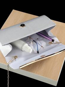 Satin Material One Satin Face Evening Bag Ladies Pure Hand Full Diamond Vintage Folding Hand Gold Ladies Dinner Bag European And American Vintage Skew Bag Hollow Senior Bag Crossover New Pearl Fringe Dinner Bag European Fashion Style Shoulder Span Bag - Silver - View 7