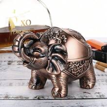 Windproof Vintage Ashtray With Lid With Elephant Shape Tabletop Ashtray Indoor Outdoor Retro Home Office Decoration Red Bronze - 紅古色 - 查看 4