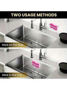 1pc Stainless Steel Sponge Holder With Suction Cup, Ideal For Organizing Your Kitchen Sink And Bathroom - Silver - View 4