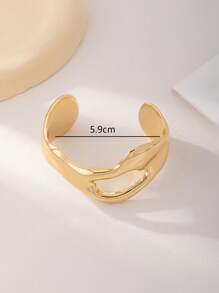 1 件不对称几何开口袖口手镯，时尚珠宝，适合节日、海滩、派对、日常佩戴 - 金黃色 - 查看 2