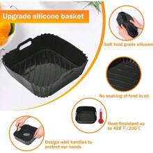 2 Piece Silicone Mould Reusable Heat-Resistant Non-Stick For Oven Air Fryer Microwave Oven, Airfryer Accessories Reusable Airfryer Silicone Mould, Silicone Mould Hot Air Fryer For Hot Air Fryer, Silicone Mould For Hot Air Fryer, Airfryer Accessories - Black - View 6