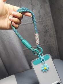 Polyamid Armband Handyband, mit gewebtem Riemen und Gänseblümchen Details - unisex Handyverlust-verhindernd, geeignet für Reisen und Outdoor-Nutzung, Geschenke für Mutter, Familie, Freunde, Geburtstag, Feiertage, Handycharm, Handykette